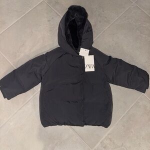 ZARA Kids Dark Gray Hooded Puffer Jacket
